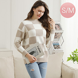 Small/Medium - Microfiber Checkered Sweater