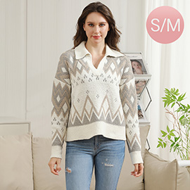 Small/Medium - Tribal Collar Pullover Sweater