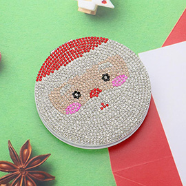 Bling Studded Christmas Santa Compact Mirror