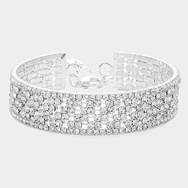 Rhinestone Paved Bangle Evening Bracelet