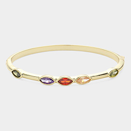 Marquise Colored CZ Stone Pointed Hinged Bangle Bracelet