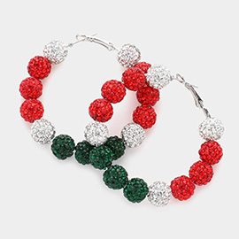 Shamballa Ball Beaded Hoop Earrings