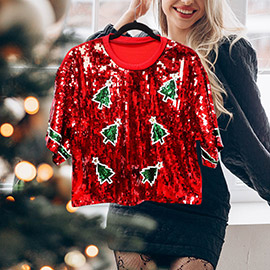 Christmas Sequin Tree Crop Top