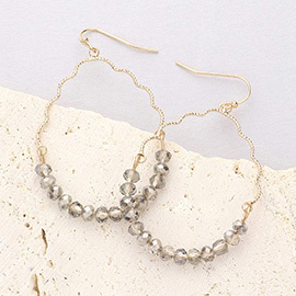 Faceted Beaded Abstract Open Teardrop Dangle Earrings