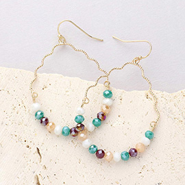 Faceted Beaded Abstract Open Teardrop Dangle Earrings