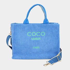 COCO MAMA Message Terry Medium Tote Bag / Crossbody Bag