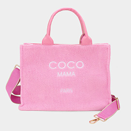 COCO MAMA Message Terry Medium Tote Bag / Crossbody Bag