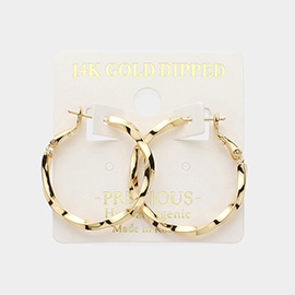 14K Gold Dipped Hypoallergenic Twisted Hoop Earrings