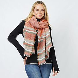 Stripe Slub Woven Oblong Scarf