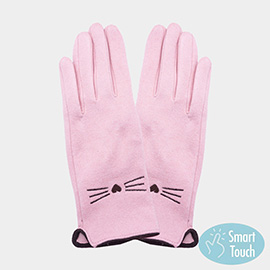 Cat Pointed Faux Suede Smart Touch Gloves