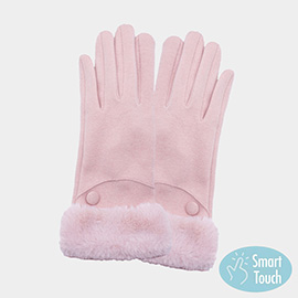 Fuzzy Fur Collar Faux Suede Smart Touch Gloves