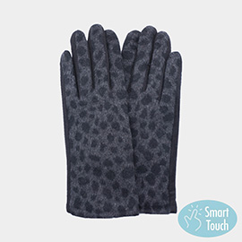 Fuzzy Fux Fur Leopard Print Smart Touch Gloves