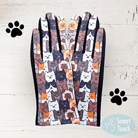 Cat Pattern Printed Smart Touch Gloves