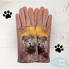 Cat Printed Smart Gloves