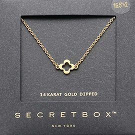 SECRET BOX_14K Gold Dipped Open Quatrefoil Pendant Station Necklace