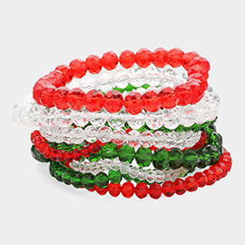 9PCS - Faceted Bead Stretch Bracelets