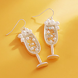 Sparkling Champagne Glass Dangle Earrings