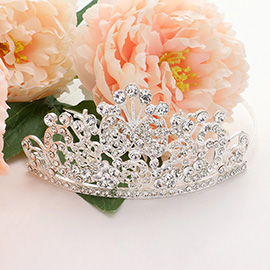 Rhinestone Paved Flower Pointed Princess Tiara