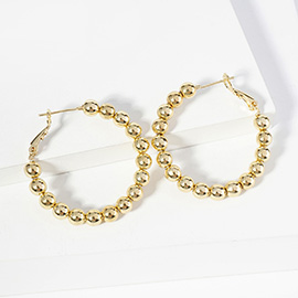 Gold Dipped Metal Ball Beaded Hoop Earrings