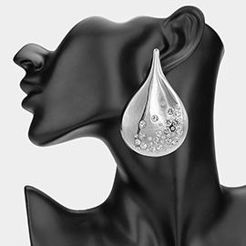 Oversized Stone Paved Teardrop Earrings