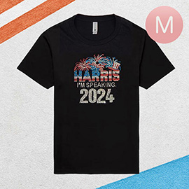 Medium - Bling Studded HARRIS 2024 Message Accented T-shirt