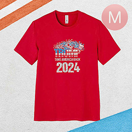 Medium -Bling Studded TRUMP 2024 Message Accented T-shirt