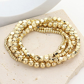 5PCS - Metal Ball Beaded Stretch Multi Layered Bracelets