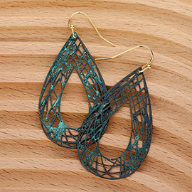 Metal Cutout Teardrop Dangle Earrings