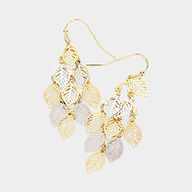 Metal Cutout Leaves Dangle Earrings