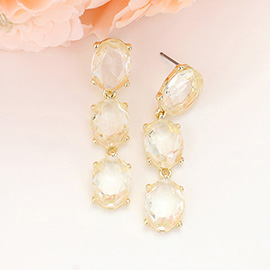 Oval Glass Stone Link Dropdown Earrings