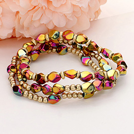 3PCS - Multi Beaded Stretch Layered Bracelets