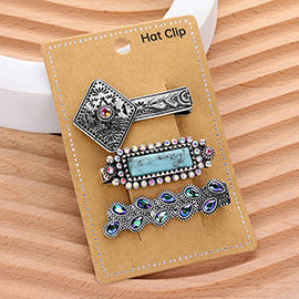 3PCS - Stone Embellished Western Hat Clips