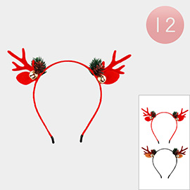 12PCS - Christmas Rudolph Antlers Headbands