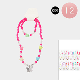 12PCS - Kids Butterfly Pointed Stretch Necklace Bracelet Set