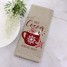 Christmas Hot Cocoa Served Daily Message Printed Kitchen Towel