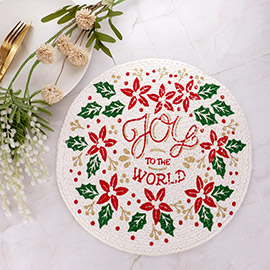 Joy to the World Christmas Message Printed Round Placemat