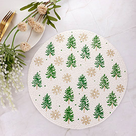 Christmas Tree Printed Round Placemat