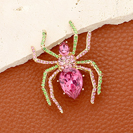 Stone Embellished Spider Pin Brooch