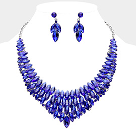 Marquise Stone Cluster Embellished Collar Evening Necklace