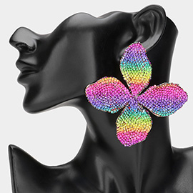 Oversized Bling Studded Flower Earrings