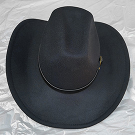 Faux Leather Belt Pointed Western Cowboy Fedora Hat