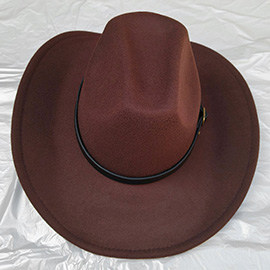 Faux Leather Belt Pointed Western Cowboy Fedora Hat