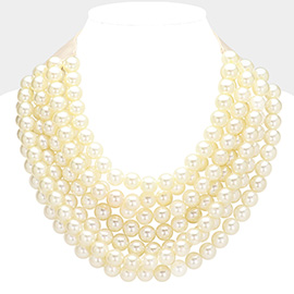 Faceted Beaded Multi Layered Magnetic Collar Necklace