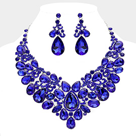 Teardrop Stone Embellished Statement Evening Necklace