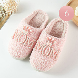 6Pairs -Pearl MOM Message Pointed Home Indoor Floor Slippers