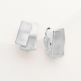 Metal Double Rectangle Clip On Earrings