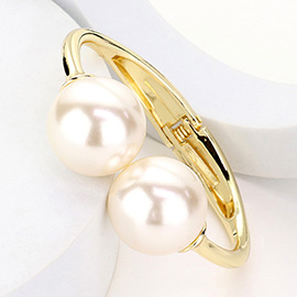 Pearl Tip Hinged Bangle Bracelet