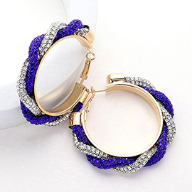 Bling Studded Twisted Hoop Earrings