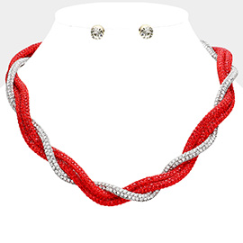 Bling Studded Twisted Necklace