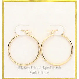 18K Gold Filled Hypoallergenic Pin Catch Hoop Earrings